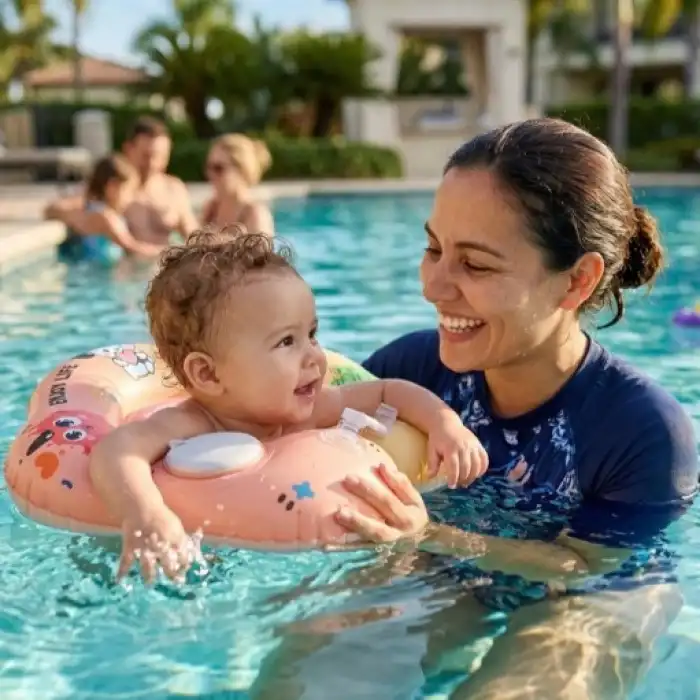 Bebek Yüzme Boyun Simidi Pompa Gerektirmeyen 0-1 Yaş Çift Emniyet Kilitli Ayarlanabilir Simit