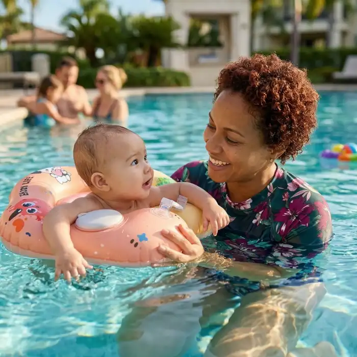 Bebek Yüzme Boyun Simidi Pompa Gerektirmeyen 0-1 Yaş Çift Emniyet Kilitli Ayarlanabilir Simit