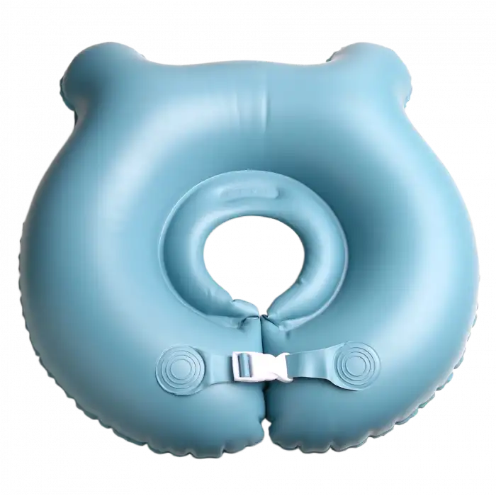 Bebek Yüzme Simidi Bas Şişir Pratik 0-1 Yaş Çift Emniyet Kilitli Mavi Dino Simit