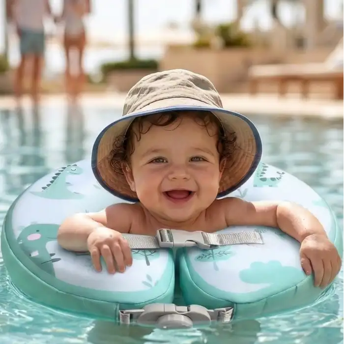 İçi Süngerli Bebek Yüzme Simidi Şişirme Gerektirmeyen Patlamaz 0-1 Yaş Çift Emniyetli Yeşil Dino Simit