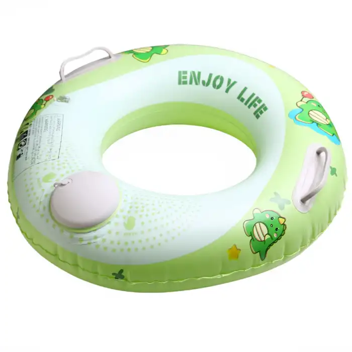 Bas Şişir Pratik Bebek Yüzme Simidi Pompa Gerektirmeyen Ebeveyn Tutma Yerli Çift Emniyetli Yeşil Simit