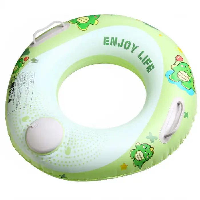Bas Şişir Pratik Bebek Yüzme Simidi Pompa Gerektirmeyen Ebeveyn Tutma Yerli Çift Emniyetli Yeşil Simit