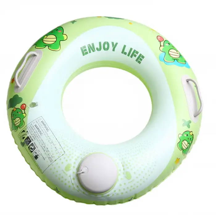 Bas Şişir Pratik Bebek Yüzme Simidi Pompa Gerektirmeyen Ebeveyn Tutma Yerli Çift Emniyetli Yeşil Simit
