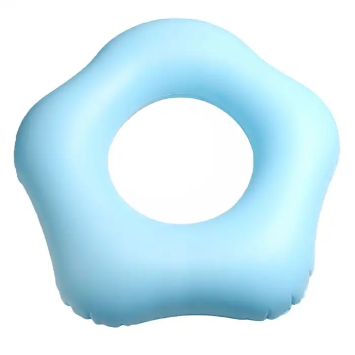 Bas Şişir Pratik Bebek Yüzme Simidi Pompa Gerektirmeyen Ebeveyn Tutma Yerli Çift Emniyetli Mavi Simit