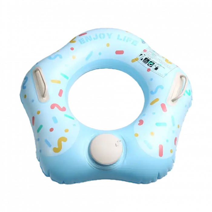 Bas Şişir Pratik Bebek Yüzme Simidi Pompa Gerektirmeyen Ebeveyn Tutma Yerli Çift Emniyetli Mavi Simit