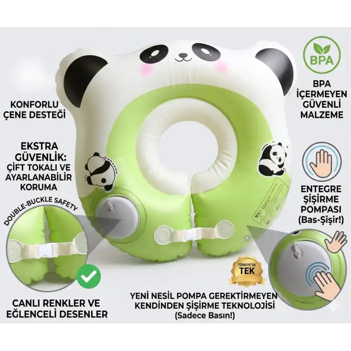 Bebek Bel Simidi Panda Figürlü Emniyet Tokalı Pompasız Kullanım