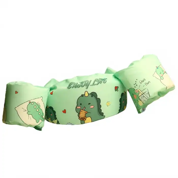 Çocuk Kollu Can Yeleği Emniyet Kilitli Gövde Destekli Yüzme Yardımcısı Dinozor Desenli