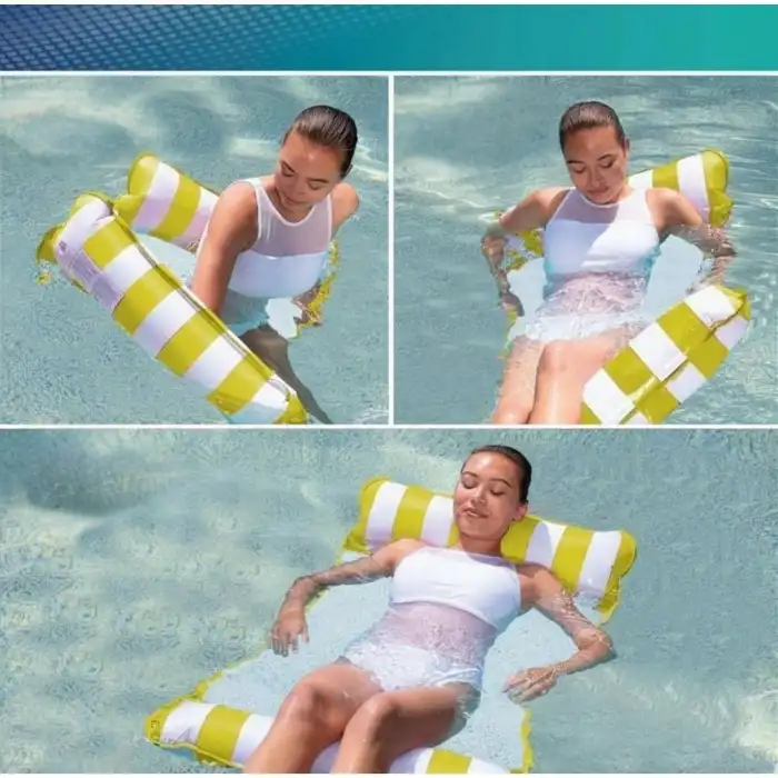 Hava Yastıklı Fileli Şişme Havuz Koltuğu 4ü 1 Arada Deniz ve Havuz Yatağı Sarı