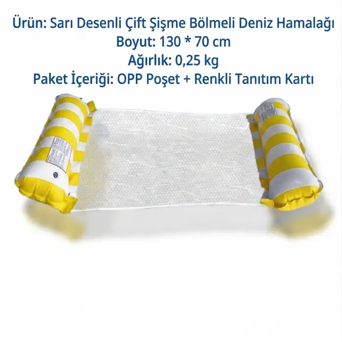 Hava Yastıklı Fileli Şişme Havuz Koltuğu 4ü 1 Arada Deniz ve Havuz Yatağı Sarı