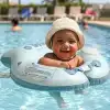 Bebek Yüzme Simidi Bas Şişir Pratik 0-1 Yaş Çift Emniyet Kilitli Mavi Dino Simit