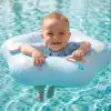 Bas Şişir Pratik Bebek Yüzme Simidi Pompa Gerektirmeyen Ebeveyn Tutma Yerli Çift Emniyetli Mavi Simit
