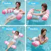 Hava Yastıklı Fileli Şişme Havuz Koltuğu 4ü 1 Arada Deniz ve Havuz Yatağı Pembe