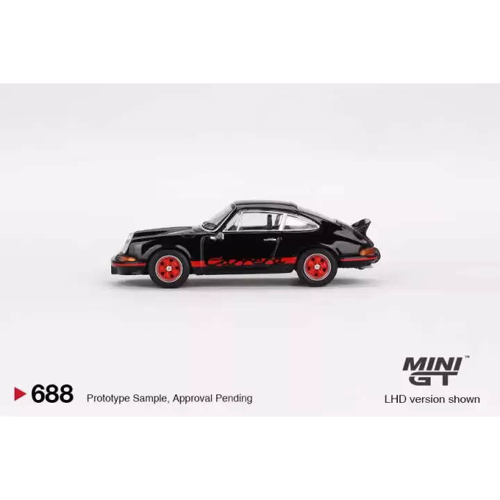 Mini GT 1/64 Porsche 911 Carrera RS 2.7 Black with Red Livery MGT00688