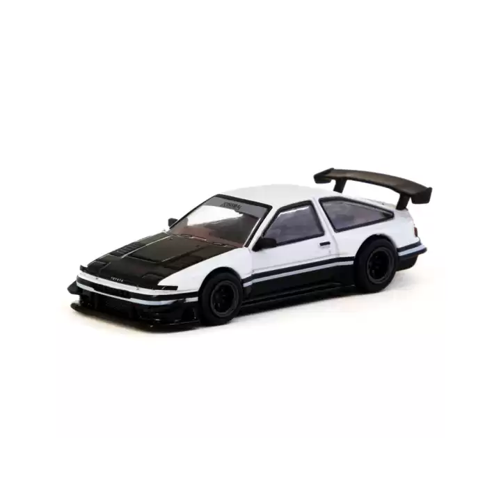 Tarmac Works 1/64 Toyota Sprinter Trueno AE86 Widebody White / Black with Tarmac Cards