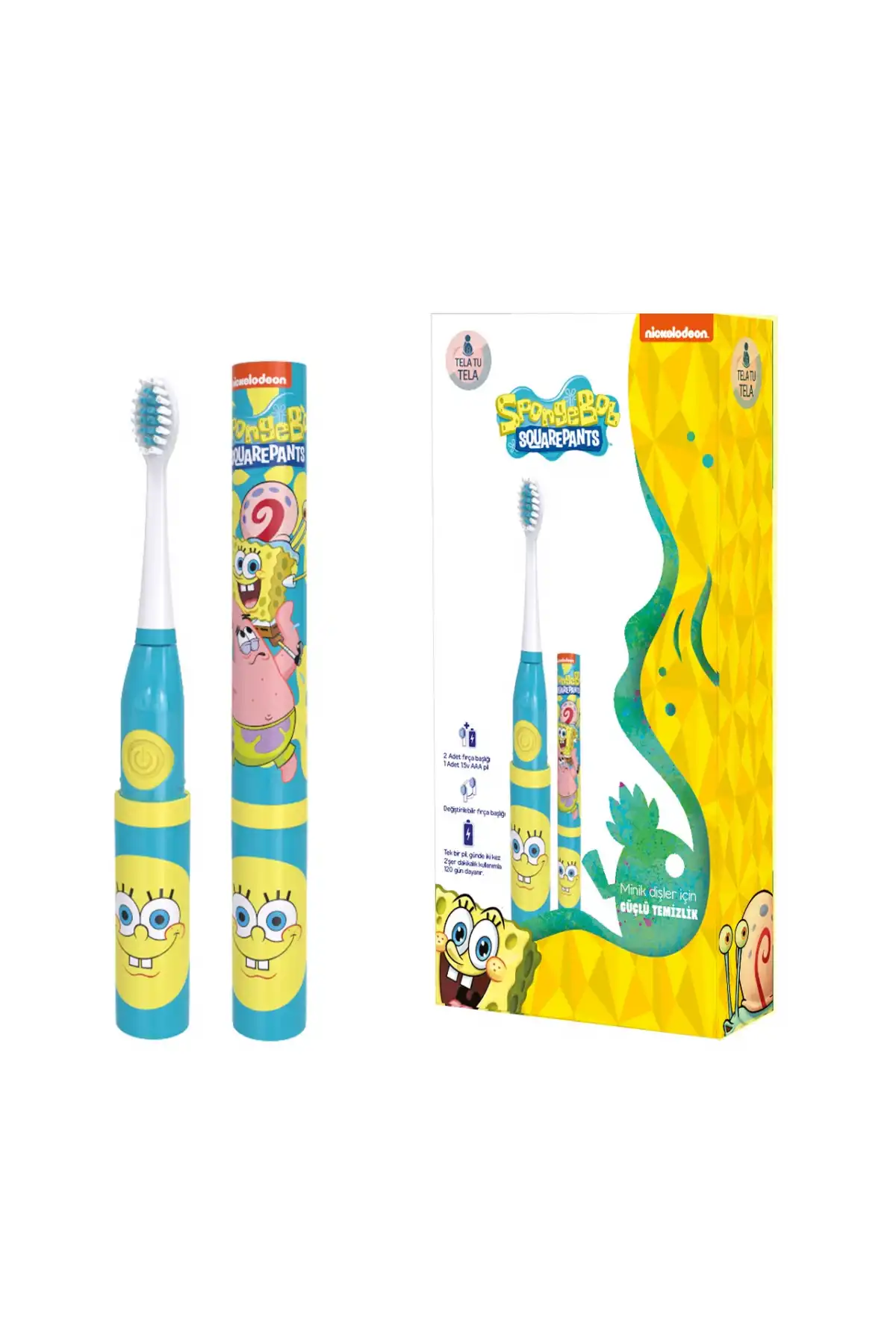 Childrens Toothbrush - Sponge Bob Licensed Battery-Powered Toothbrush Educational 3+