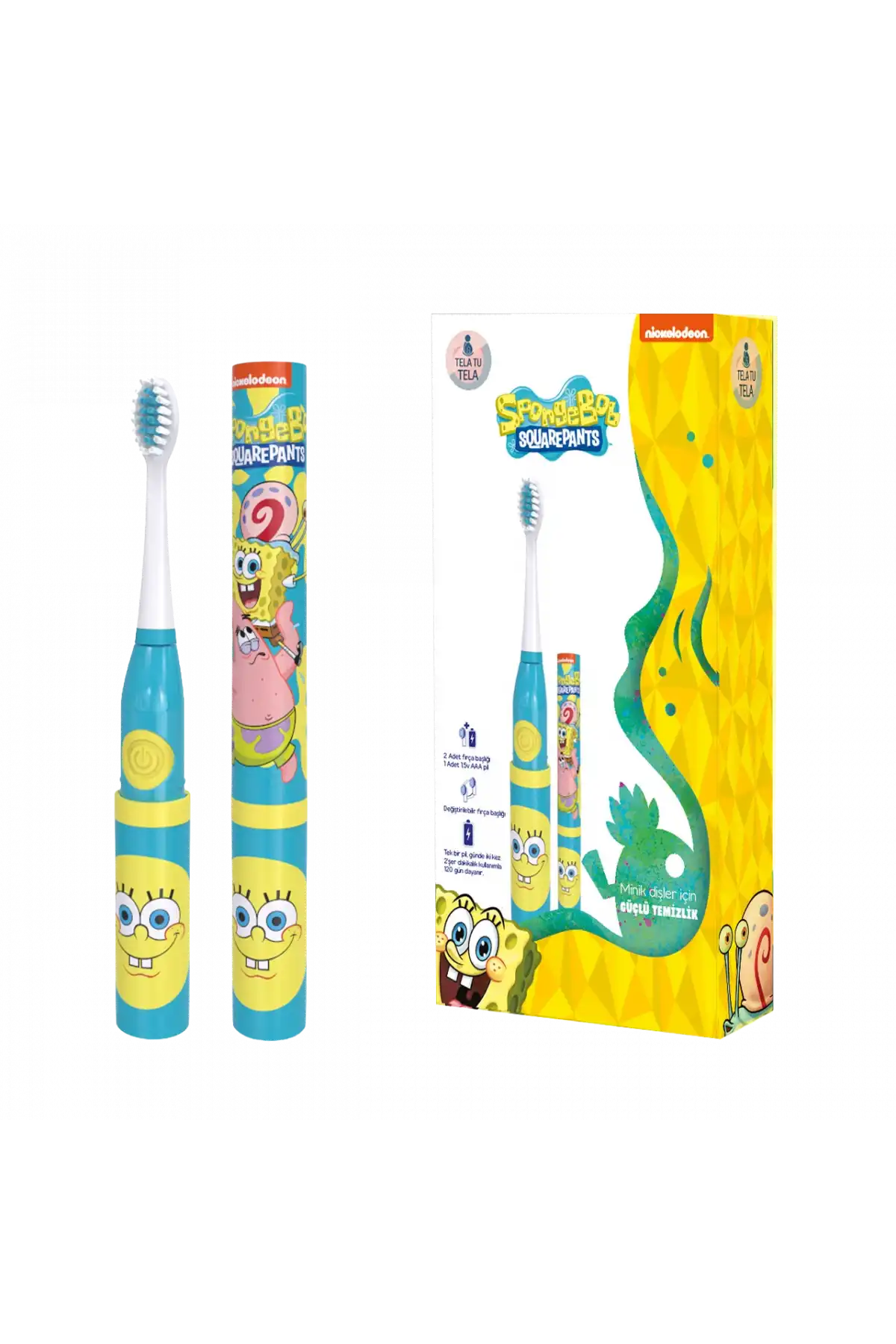 Childrens Toothbrush - Sponge Bob Licensed Battery-Powered Toothbrush Educational 3+