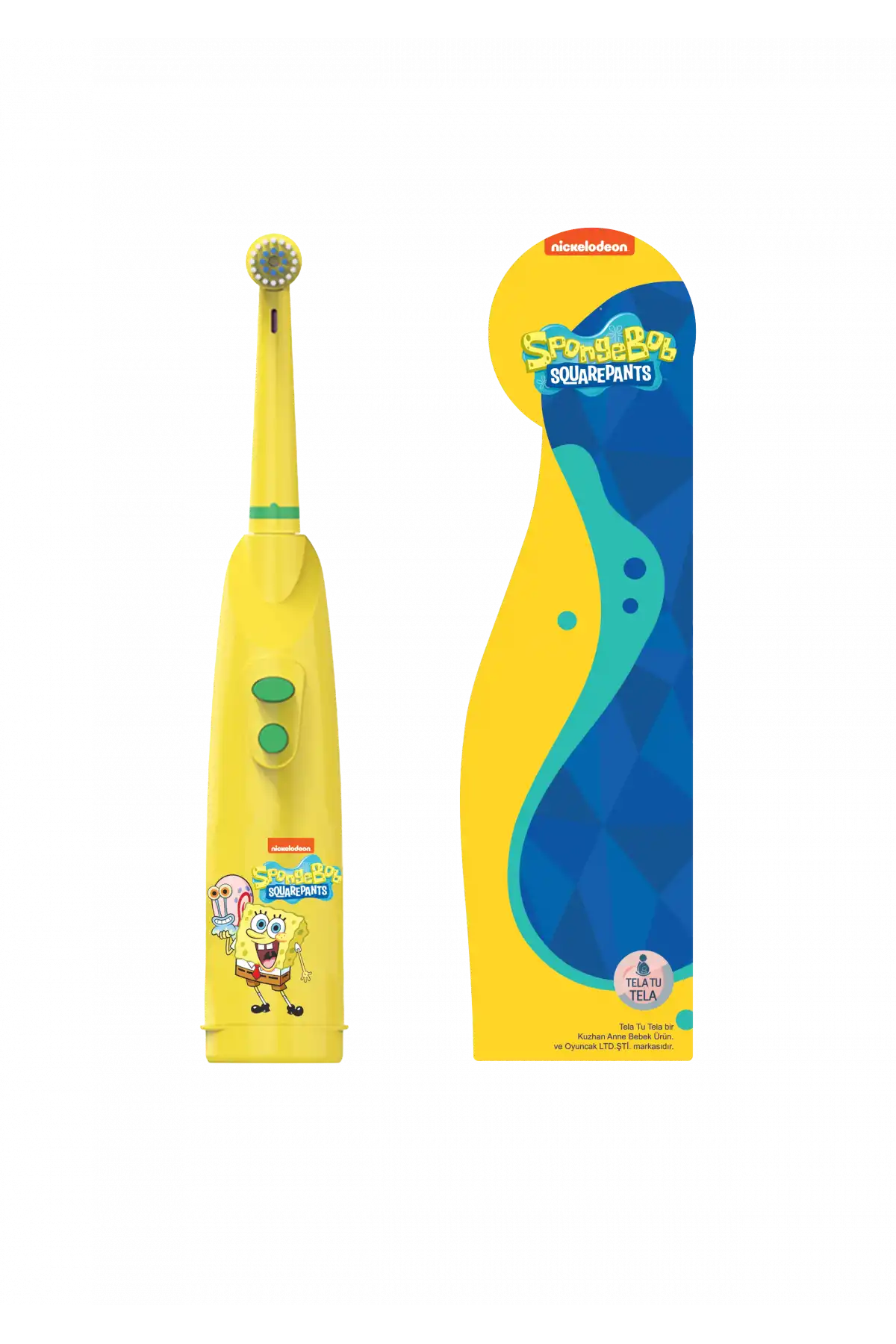 Childrens Toothbrush - Sponge Bob Licensed Dual-Button Battery-Powered Toothbrush - Tela Tu Tela