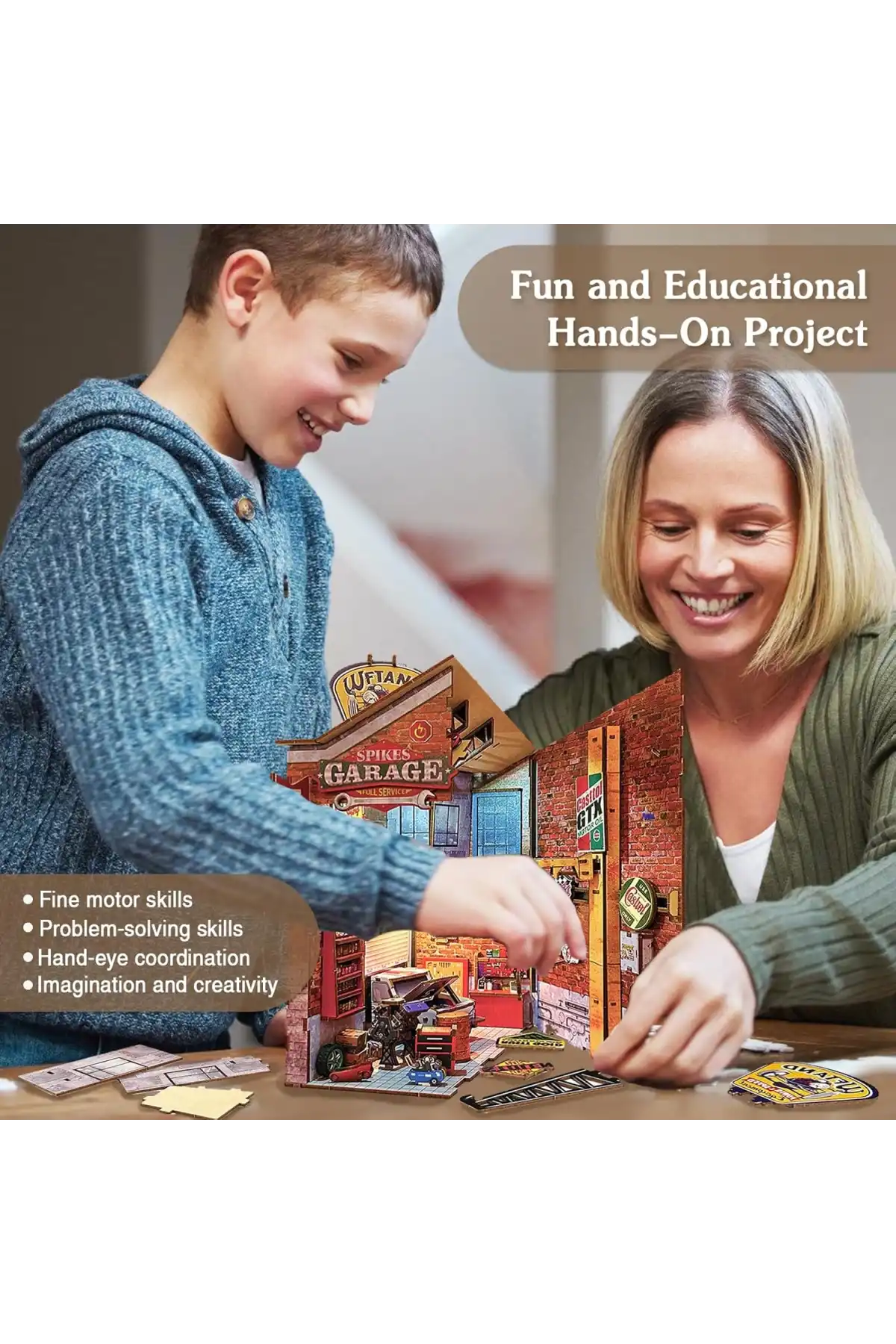 3D Puzzle Ahşap Minyatür Maket Kiti DIY Kendin Yap Garaj