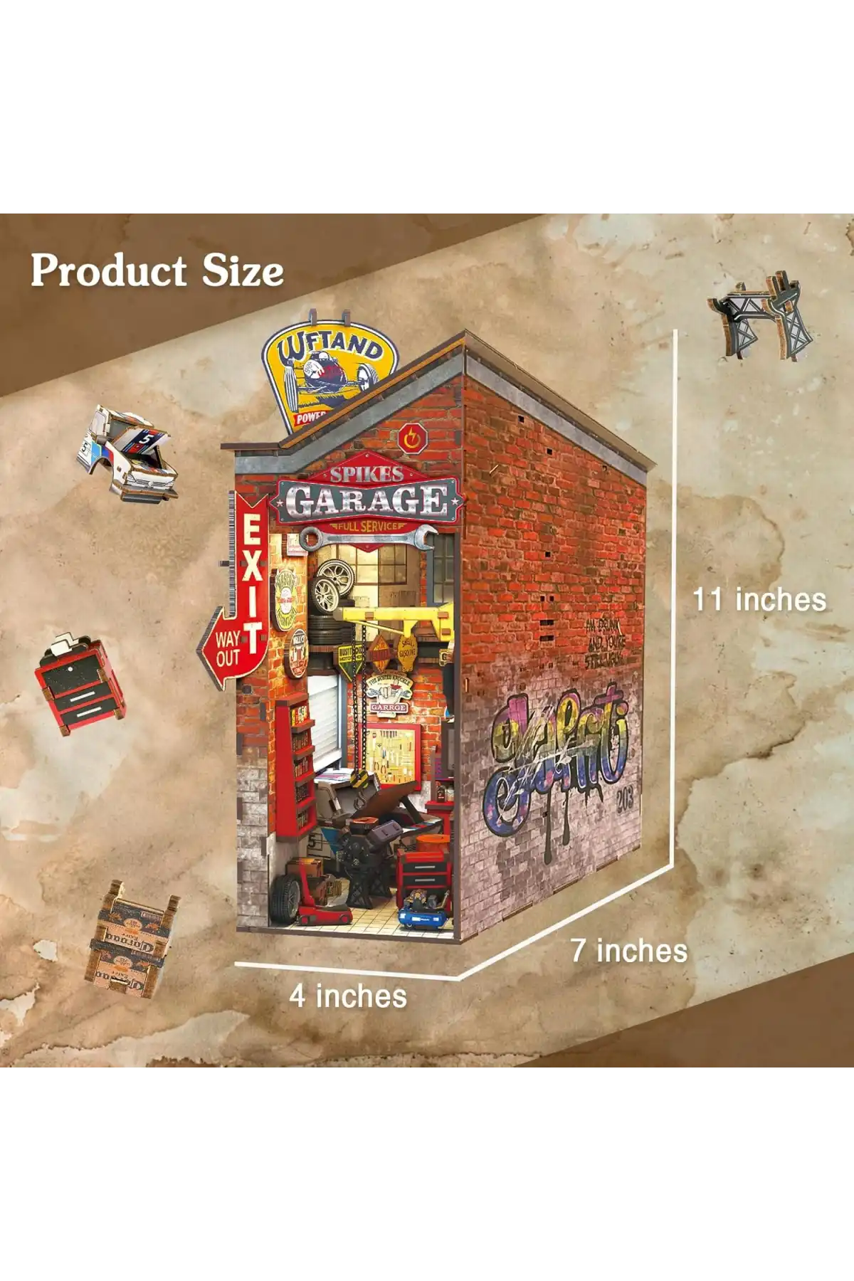 3D Puzzle Ahşap Minyatür Maket Kiti DIY Kendin Yap Garaj