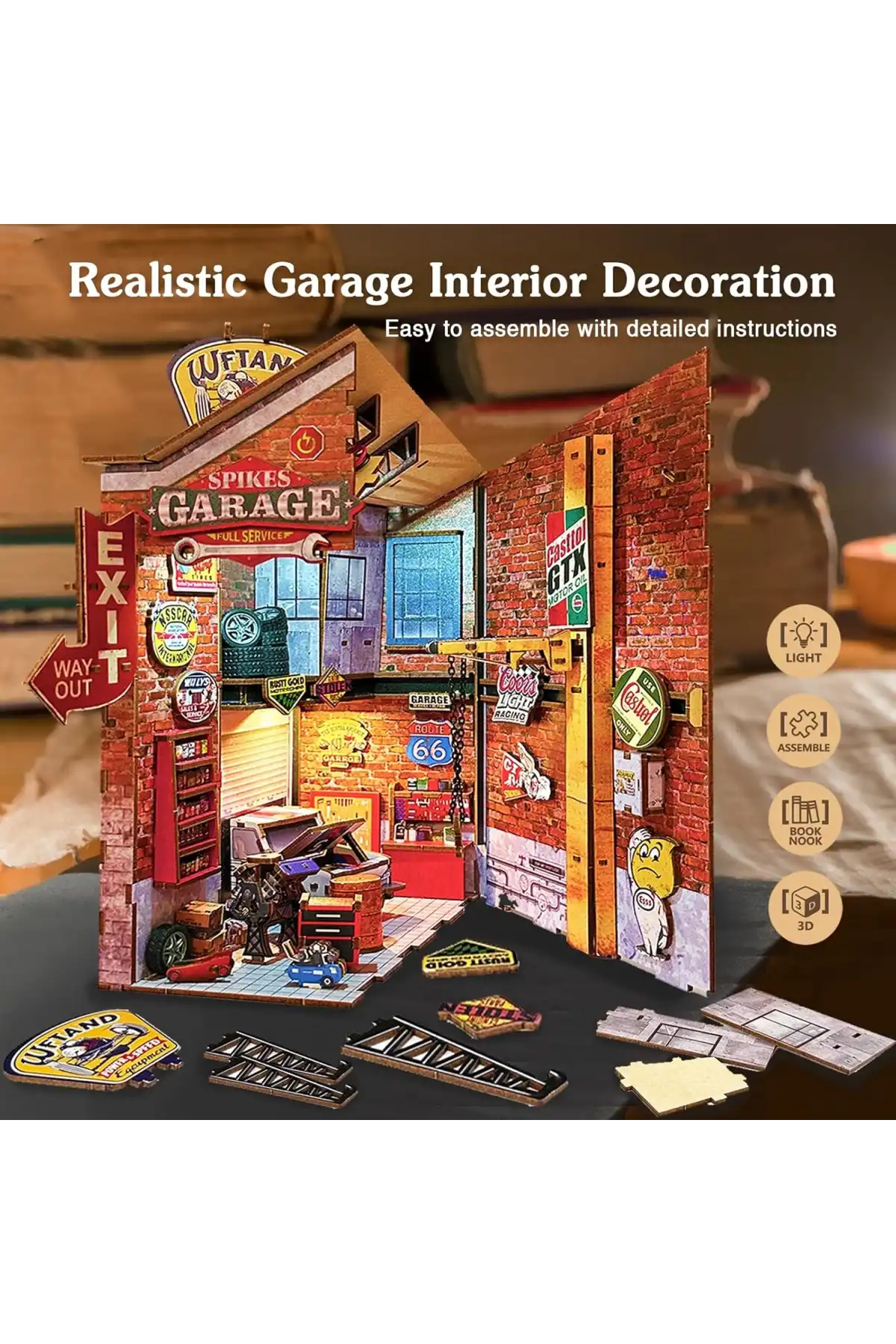 3D Puzzle Ahşap Minyatür Maket Kiti DIY Kendin Yap Garaj