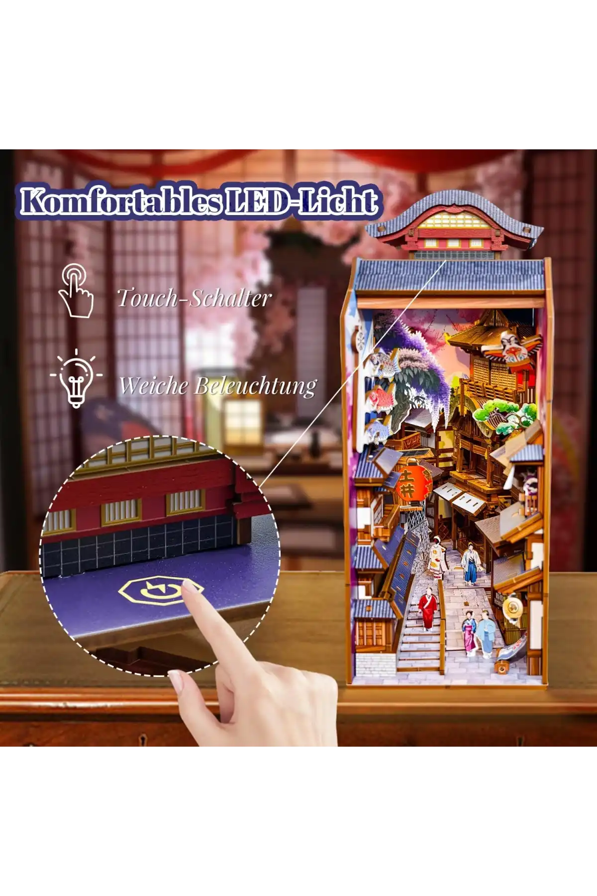 3D Puzzle Ahşap Minyatür Maket Kiti DIY Kendin Yap Japan, Sakura Sokak 293 Parça
