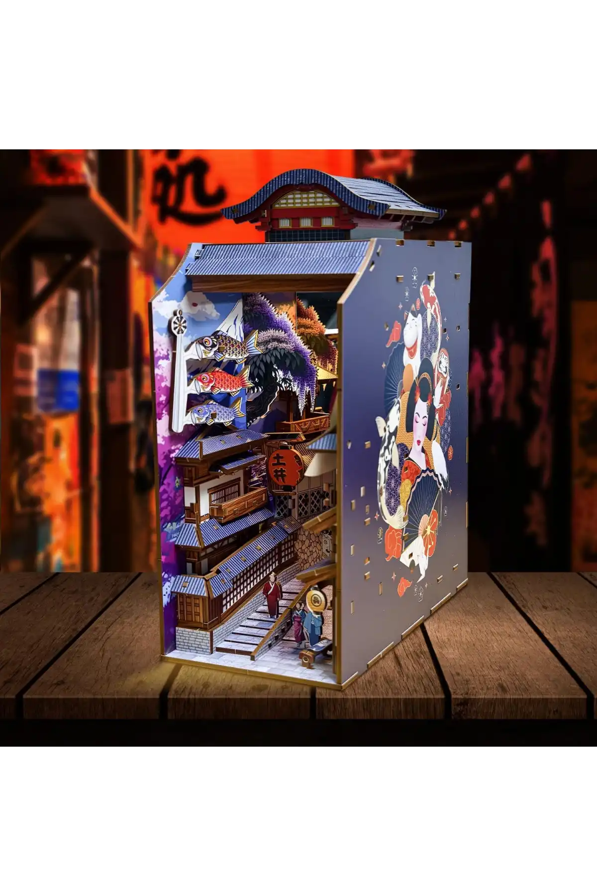 3D Puzzle Ahşap Minyatür Maket Kiti DIY Kendin Yap Japan, Sakura Sokak 293 Parça