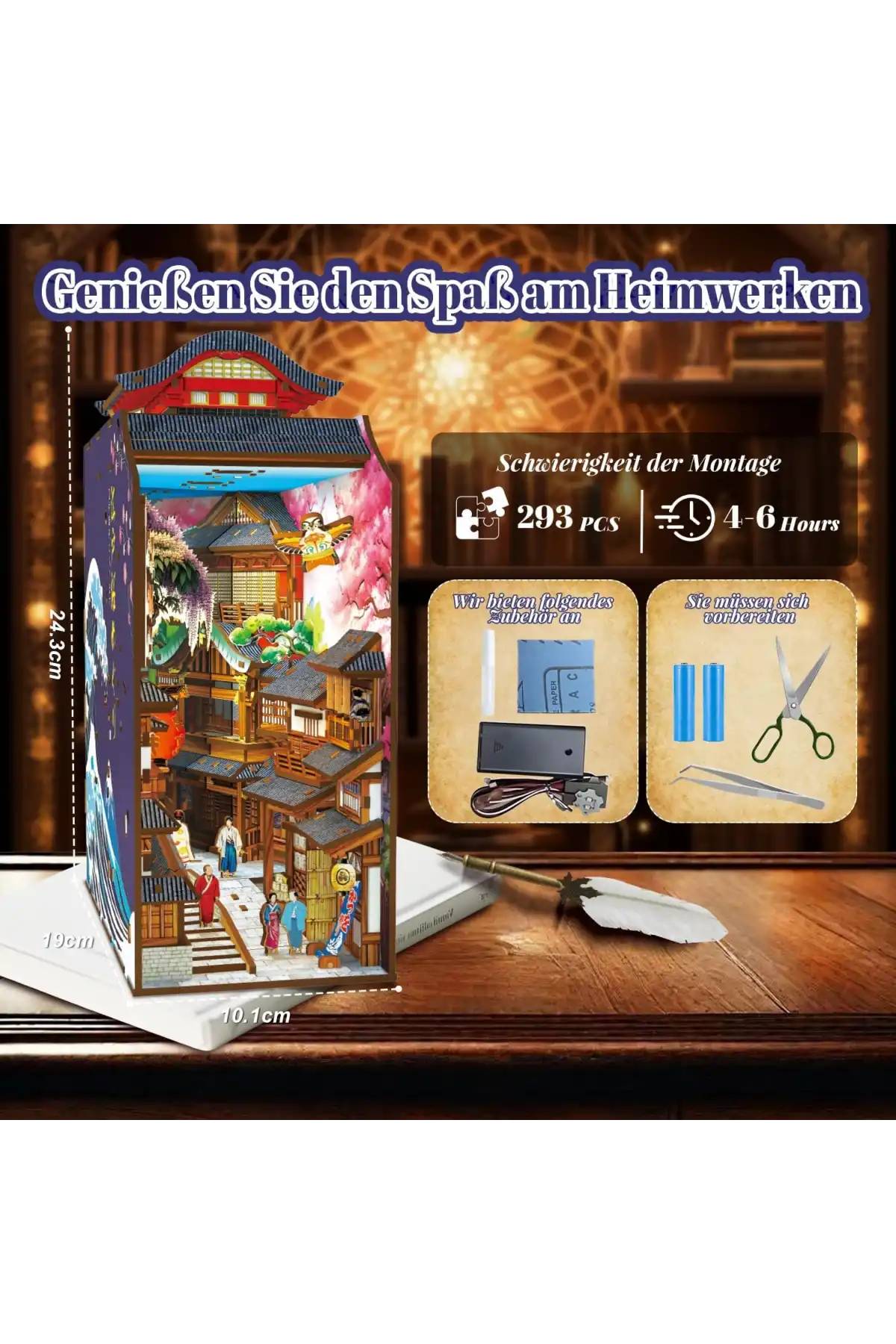 3D Puzzle Ahşap Minyatür Maket Kiti DIY Kendin Yap Japan, Sakura Sokak 293 Parça