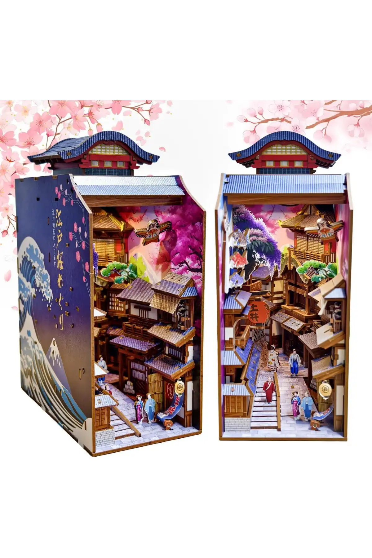 3D Puzzle Ahşap Minyatür Maket Kiti DIY Kendin Yap Japan, Sakura Sokak 293 Parça