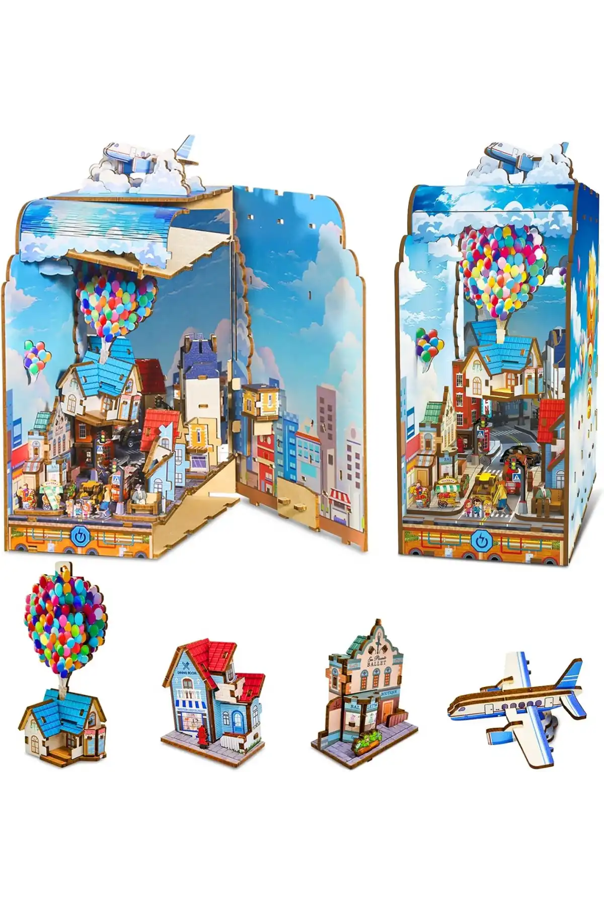 3D Puzzle Ahşap Minyatür Maket Kiti DIY Kendin Yap Balonlu Ev 203 Parça