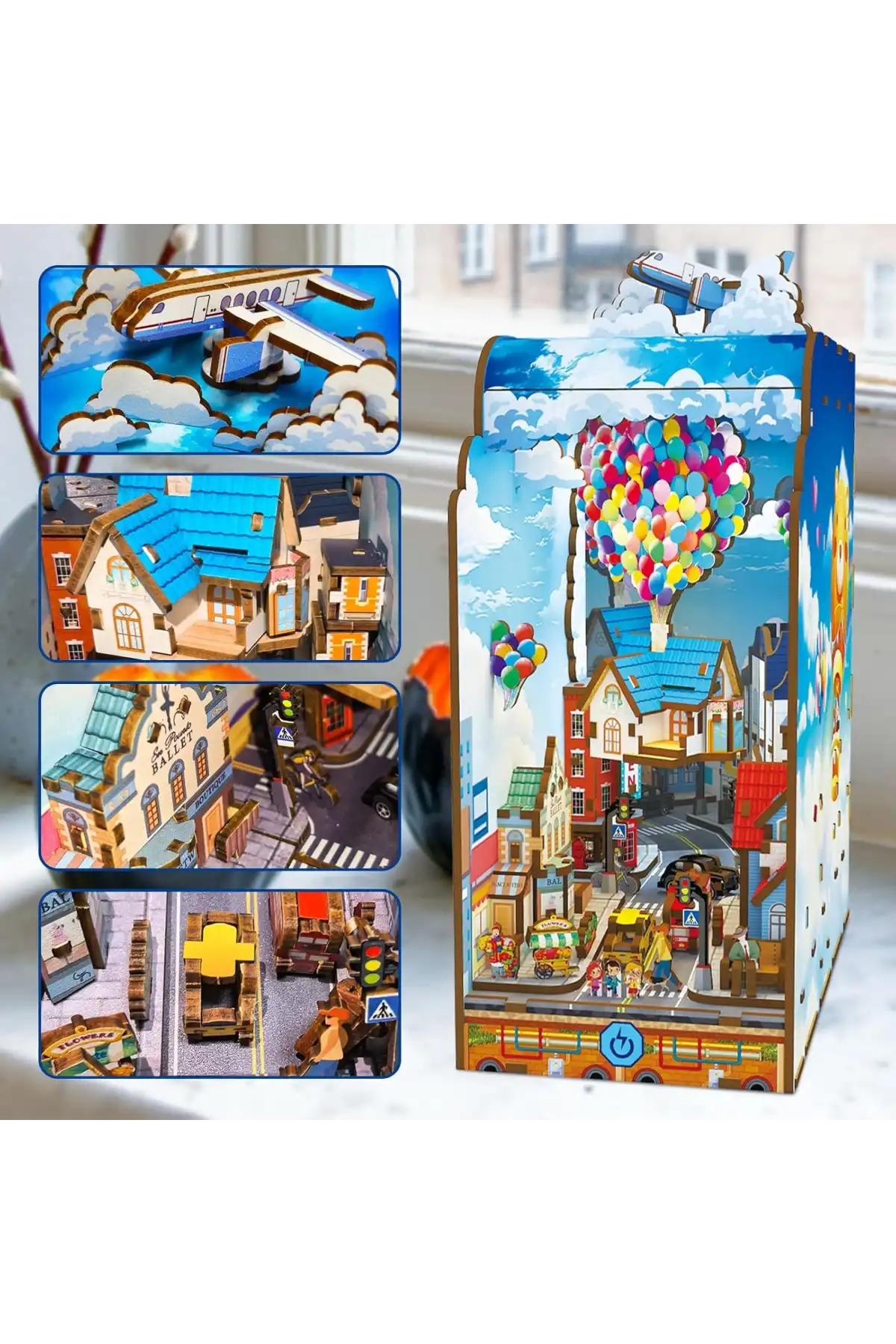 3D Puzzle Ahşap Minyatür Maket Kiti DIY Kendin Yap Balonlu Ev 203 Parça