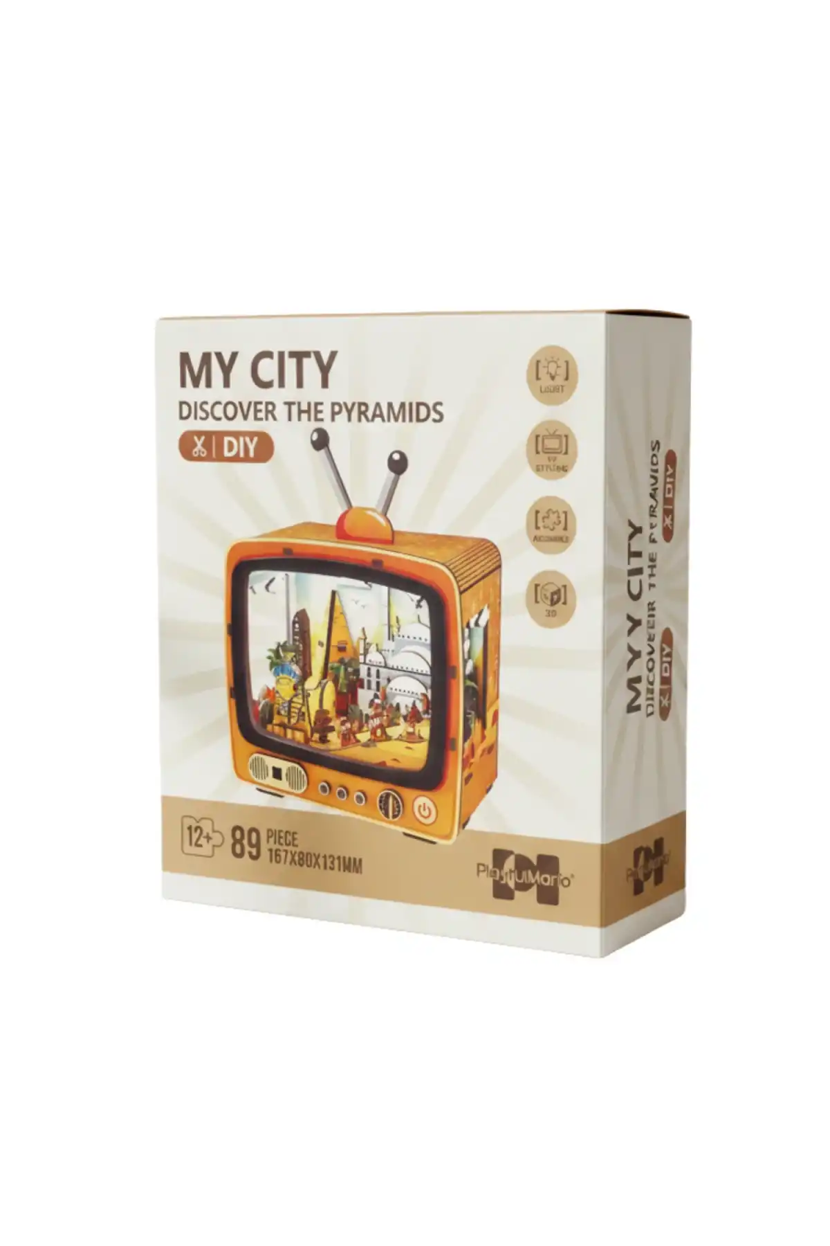 3D Puzzle Ahşap Minyatür Maket Kiti DIY Kendin Yap Piramitler 89 Parça Işıklı