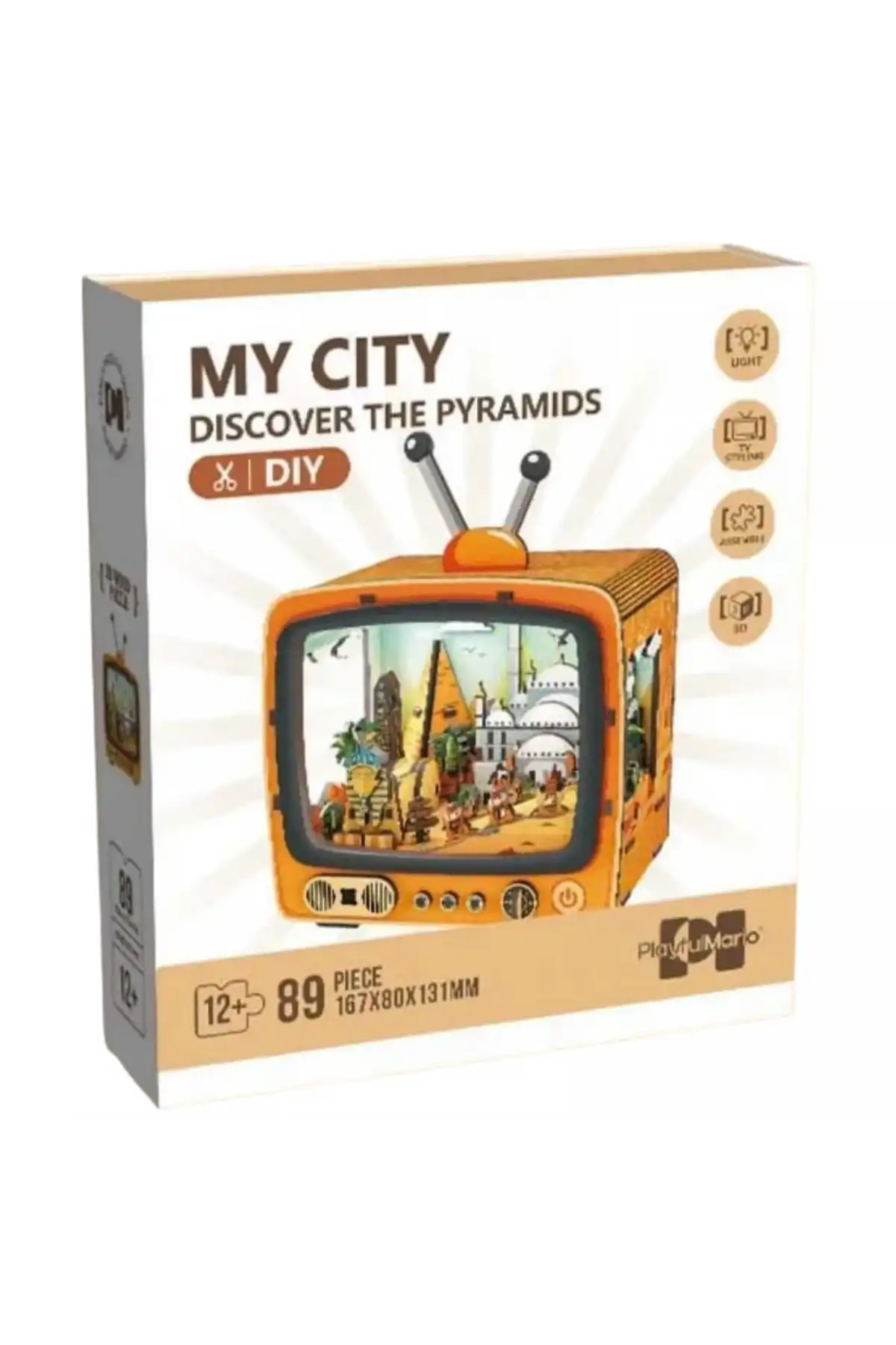 3D Puzzle Ahşap Minyatür Maket Kiti DIY Kendin Yap Piramitler 89 Parça Işıklı