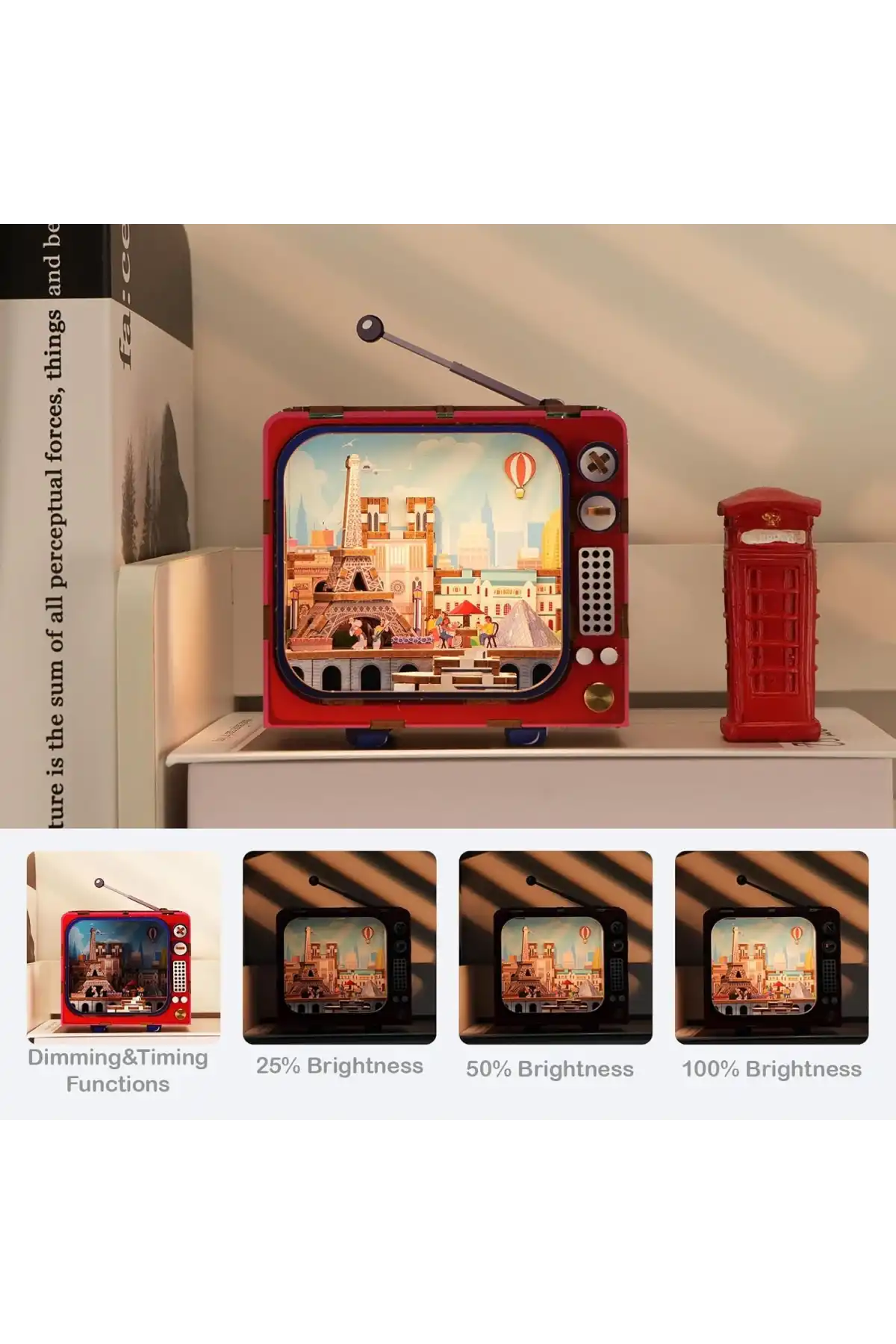 3D Puzzle Ahşap Minyatür Maket Kiti DIY Kendin Yap Paris 124 Parça Işıklı