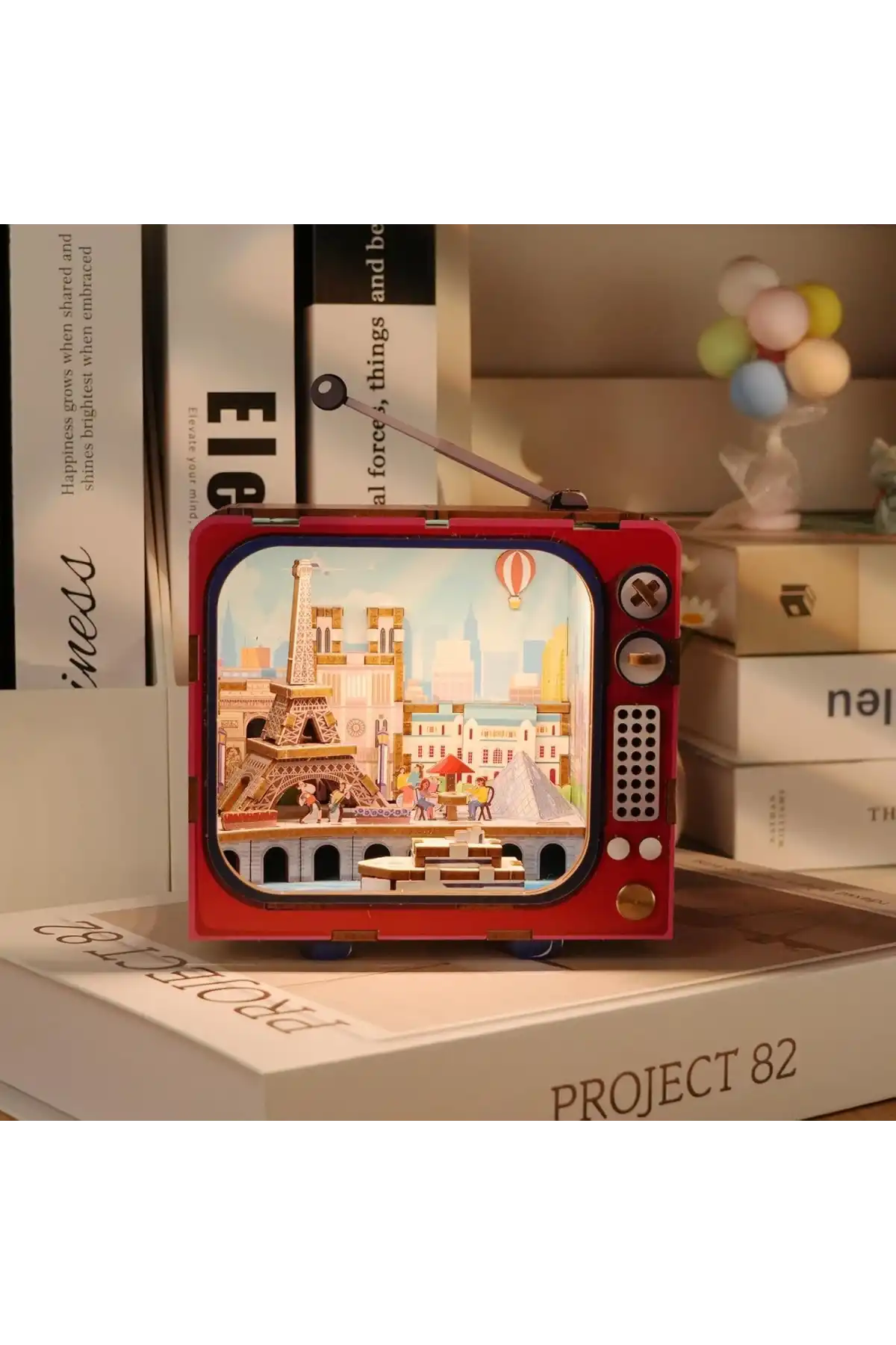 3D Puzzle Ahşap Minyatür Maket Kiti DIY Kendin Yap Paris 124 Parça Işıklı