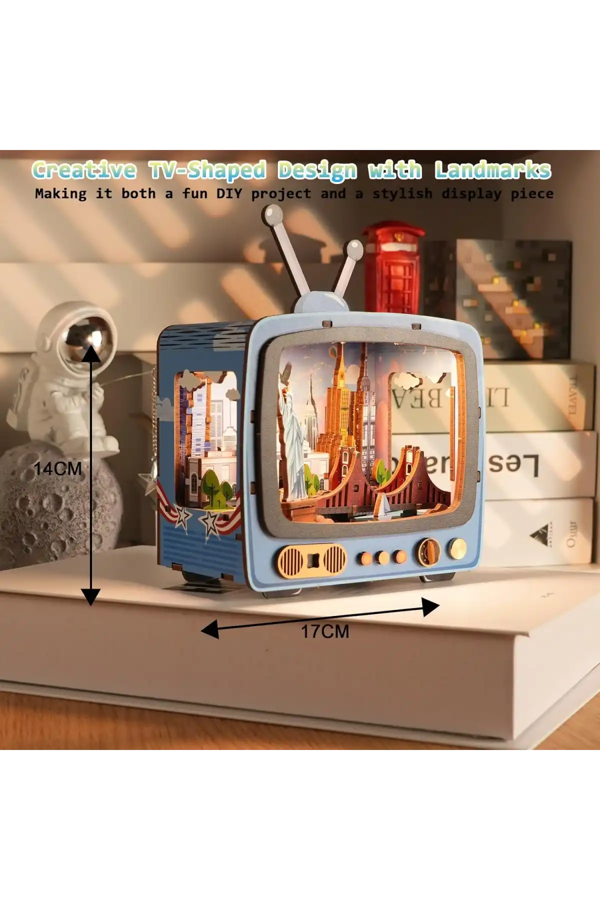 3D Puzzle Ahşap Minyatür Maket Kiti DIY Kendin Yap New York 78 Parça Işıklı