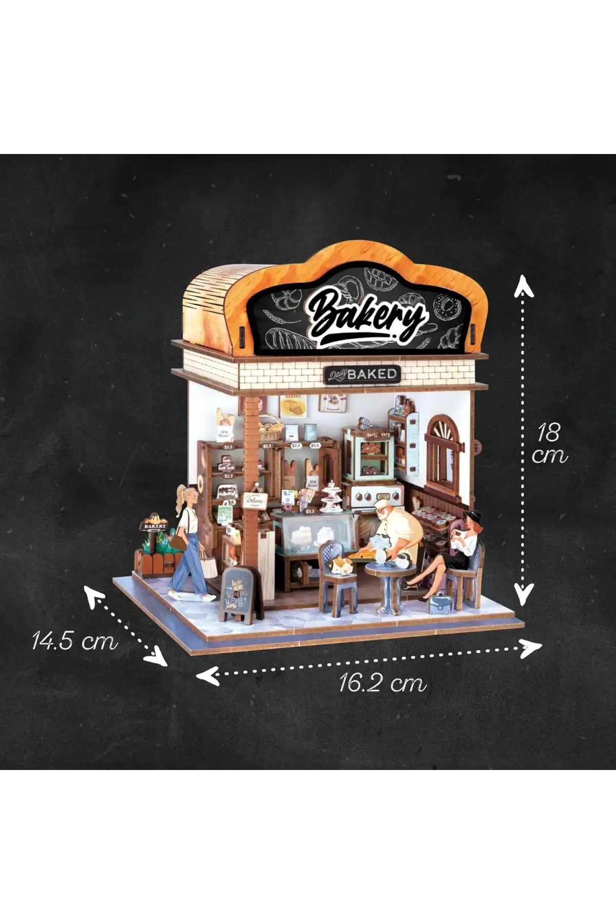 3D Puzzle Ahşap Minyatür Maket Kiti DIY Kendin Yap Fırın 179 Parça Işıklı