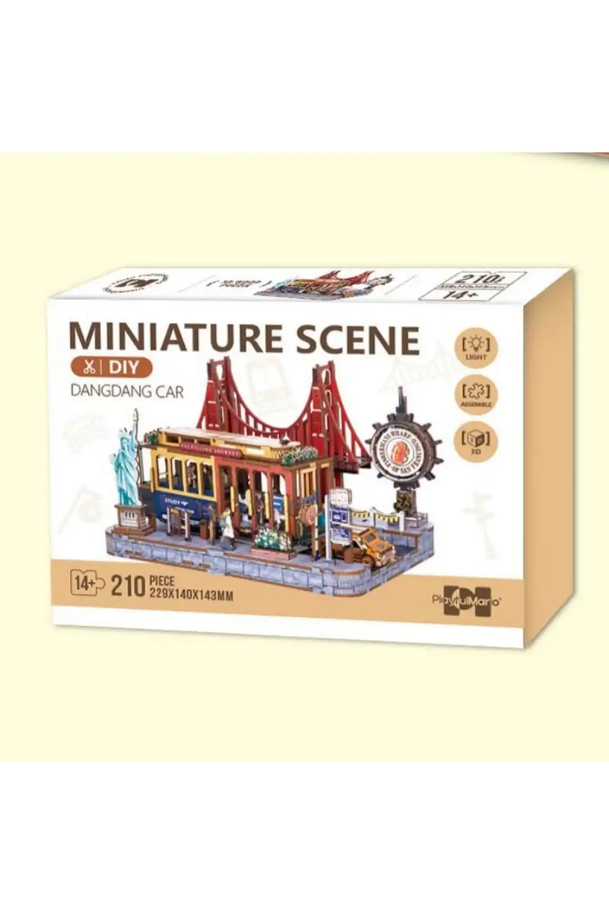 3D Puzzle Ahşap Minyatür Maket Kiti DIY Kendin Yap Garaj Işıklı 210 Parça