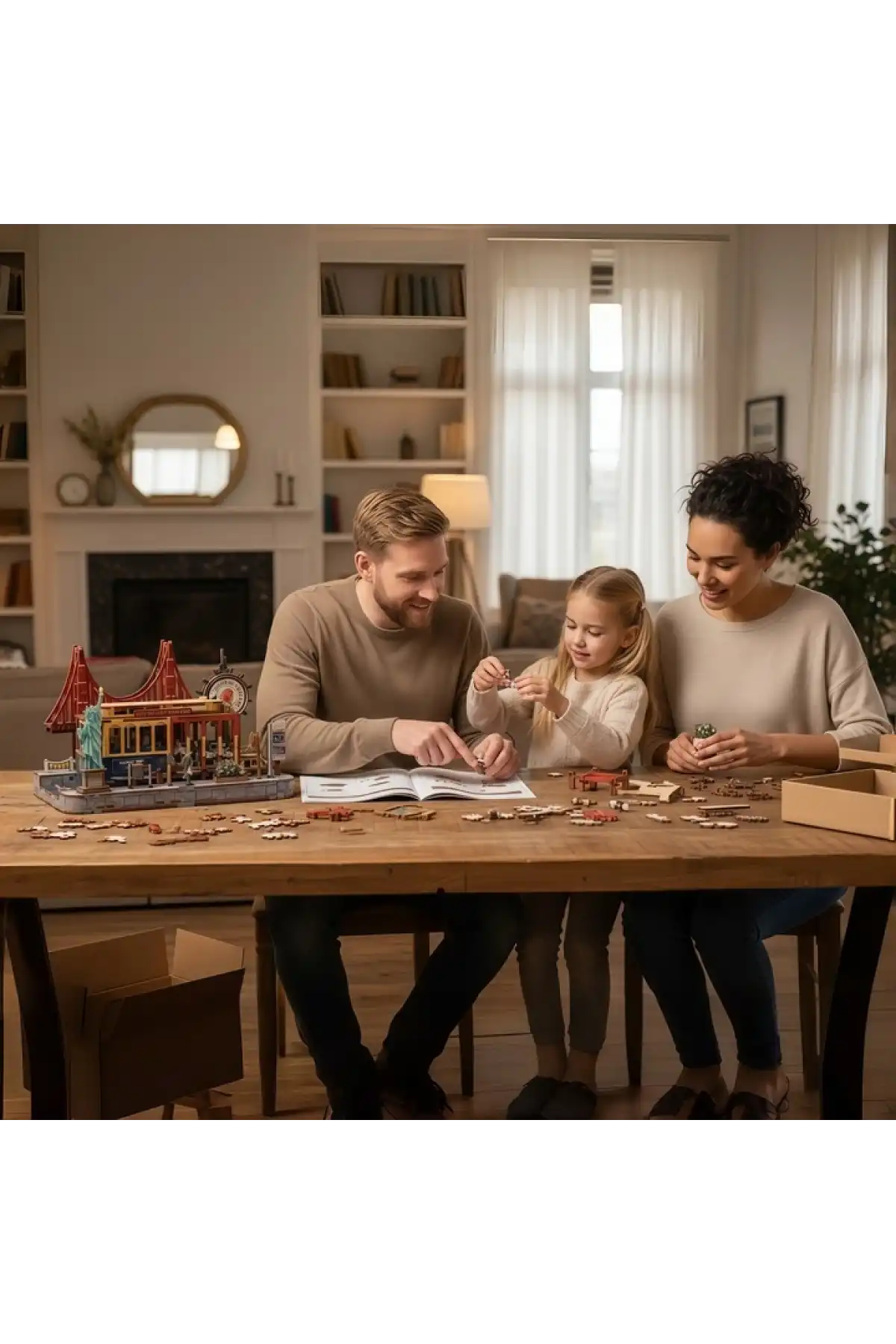 3D Puzzle Ahşap Minyatür Maket Kiti DIY Kendin Yap Garaj Işıklı 210 Parça