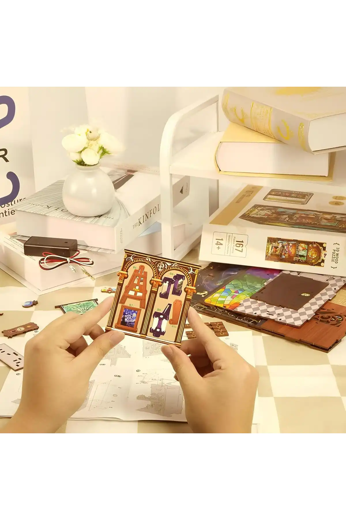 3D Puzzle Ahşap Minyatür Maket Kiti DIY Kendin Yap Mistik Oda Işıklı 167 Parça