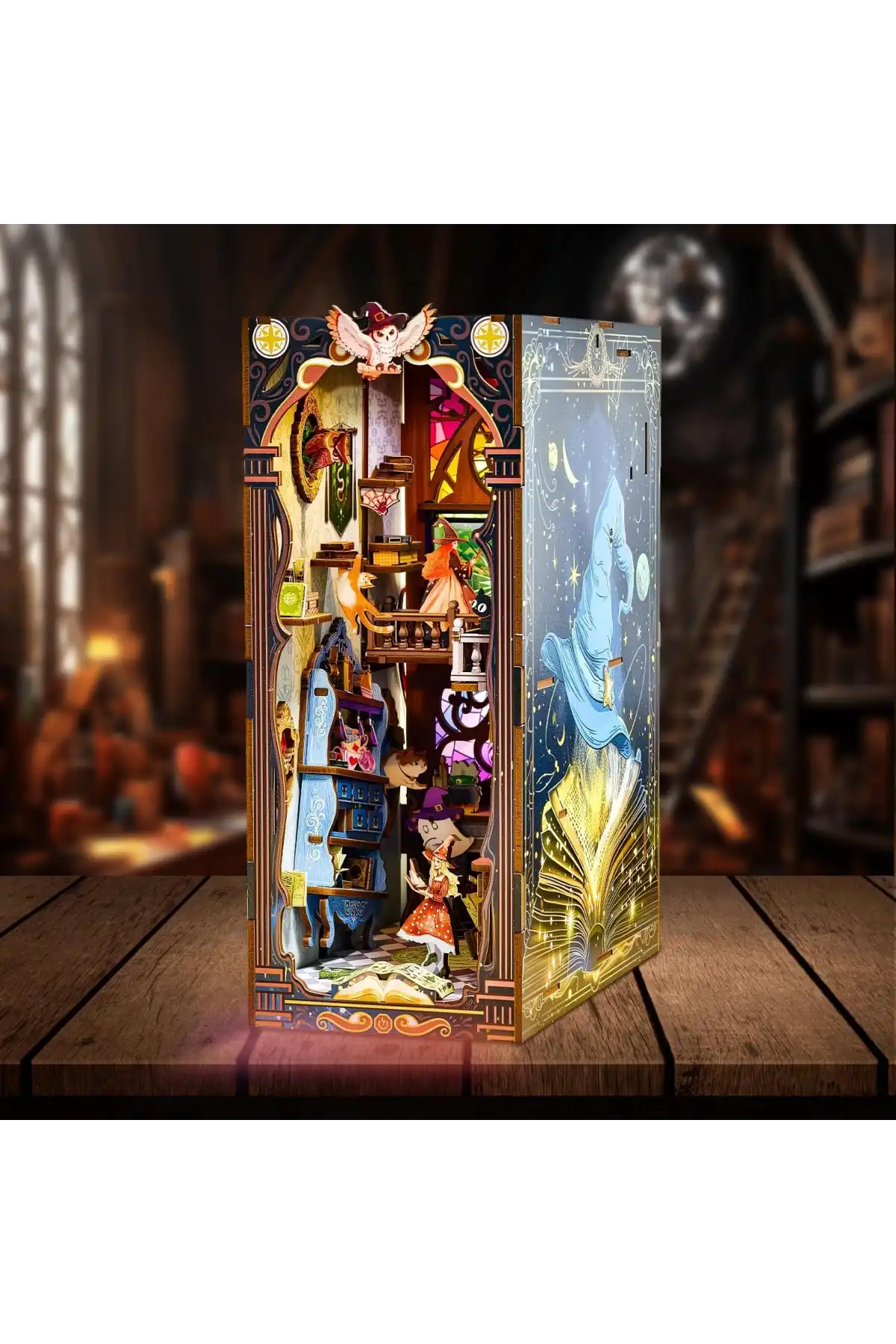 3D Puzzle Ahşap Minyatür Maket Kiti DIY Kendin Yap Mistik Oda Işıklı 167 Parça