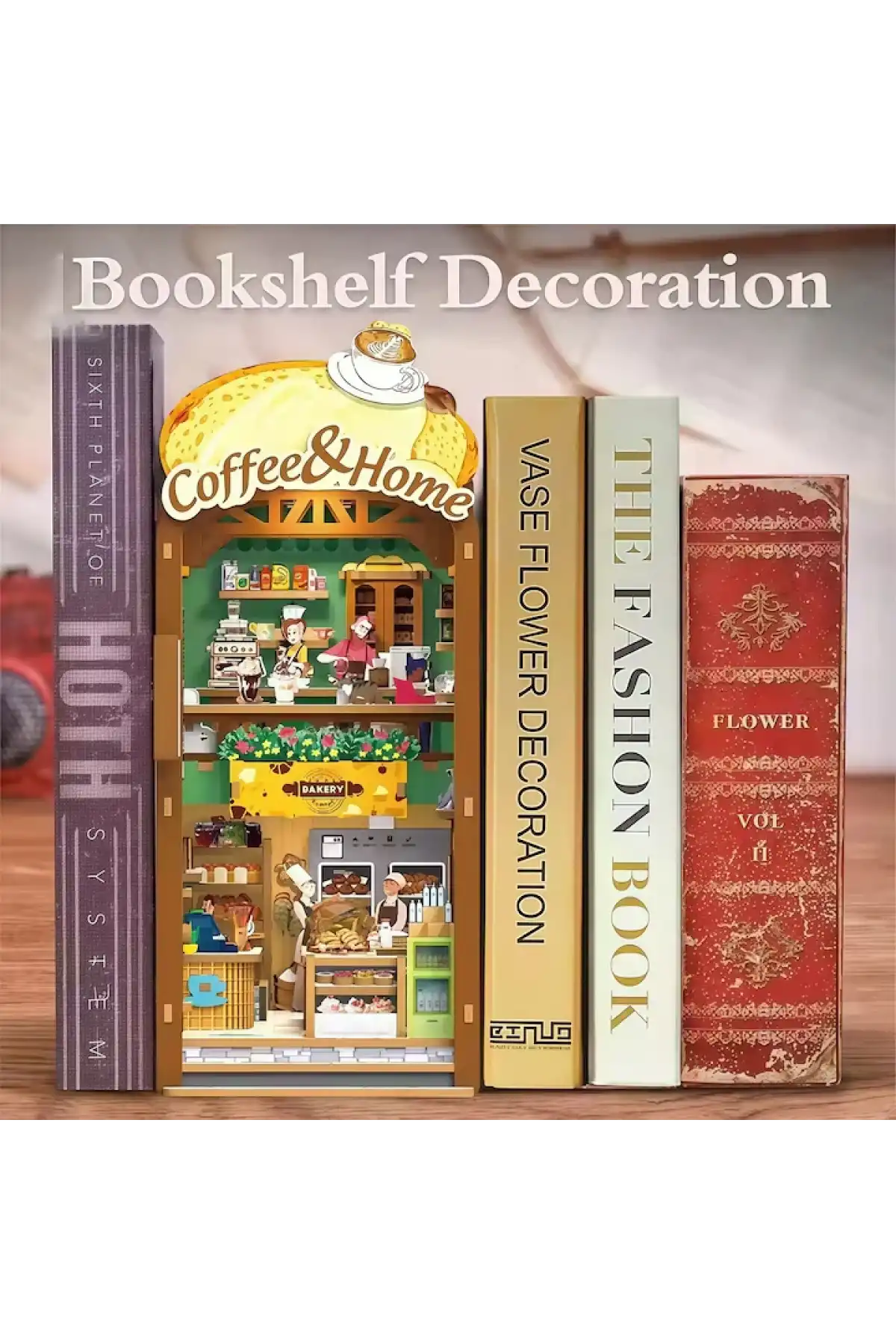 3D Puzzle Ahşap Minyatür Maket Kiti DIY Kendin Yap Cafe ve Ev Işıklı 213 Parça