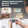 3D Puzzle Ahşap Minyatür Maket Kiti DIY Kendin Yap London Streets 97 Parça Işıklı