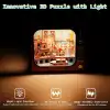 3D Puzzle Ahşap Minyatür Maket Kiti DIY Kendin Yap Paris 124 Parça Işıklı