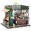 3D Puzzle Ahşap Minyatür Maket Kiti DIY Kendin Yap Kahve Dükkanı Işıklı