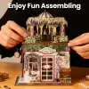 3D Puzzle Ahşap Minyatür Maket Kiti DIY Kendin Yap Çiçek Dükkanı Işıklı 243 Parça