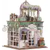 3D Puzzle Ahşap Minyatür Maket Kiti DIY Kendin Yap Çiçek Dükkanı Işıklı 243 Parça