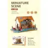 3D Puzzle Ahşap Minyatür Maket Kiti DIY Kendin Yap Kitapçı Işıklı 266 Parça