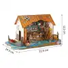3D Puzzle Ahşap Minyatür Maket Kiti DIY Kendin Yap Kitapçı Işıklı 266 Parça