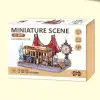 3D Puzzle Ahşap Minyatür Maket Kiti DIY Kendin Yap Garaj Işıklı 210 Parça