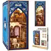 3D Puzzle Ahşap Minyatür Maket Kiti DIY Kendin Yap Retro Kitap Evi Işıklı 223 Parça